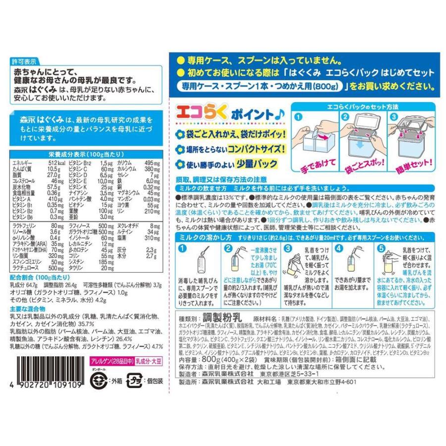 はぐくみ ◇森永乳業 エコらくパック 詰替用 400g×2袋 : サン はぐくみ ◇森永乳業 エコらくパック 詰替用 400g×2袋 : サン