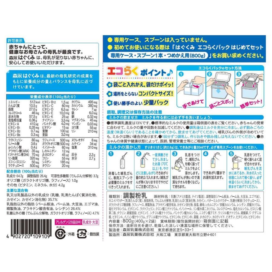 はぐくみ ◇森永 エコらくパック はじめてセット 400g×2袋 はぐくみ ◇森永 エコらくパック はじめてセット 400g×2袋