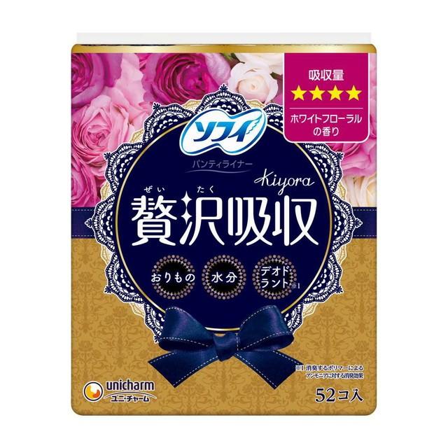 ユニチャーム ソフィ Kiyora（キヨラ） 贅沢吸収 パンティーライナー ホワイトフローラルの香り 52枚（5cc）