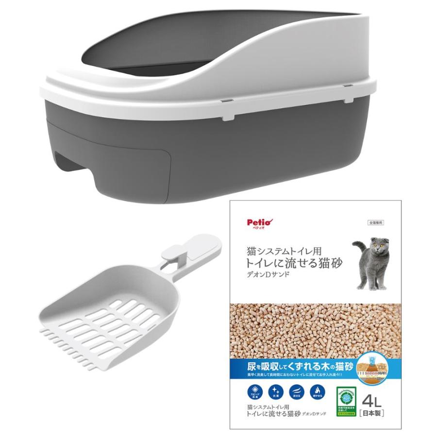 システムトイレセット トイレに流せる猫砂 デオンDサンド入 【直送品】 返品・キャンセル・他商品と同時購入は不可（Yahoo!・サンドラッグe-shop）