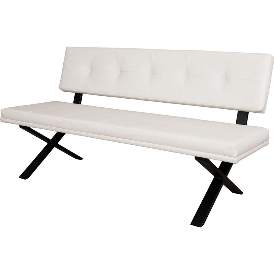 ダイニングベンチ Brescia PVC 背付 ホワイト メーカー直送 ▽返品