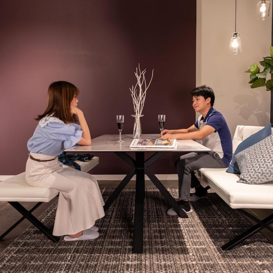 ダイニングベンチ Brescia PVC 背付 ホワイト メーカー直送 ▽返品