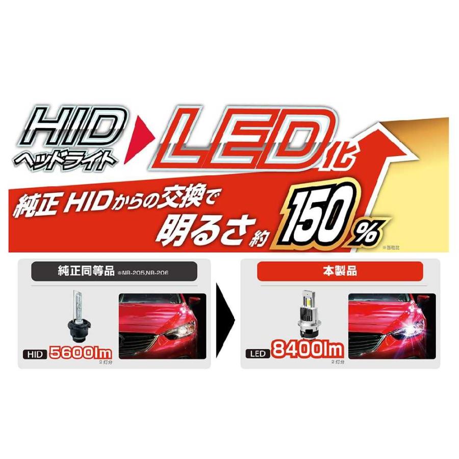 Kashimura HID→LED ヘッドライトバルブ 2個セット カシムラ HID LEDヘッドバルブ D2S／R 6500K NB207 2個入り : サン