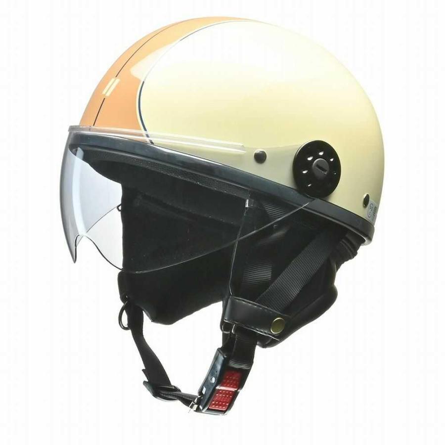 リード工業 O‐ONE シールド付ハーフヘルメット アイボリー×ブラウン