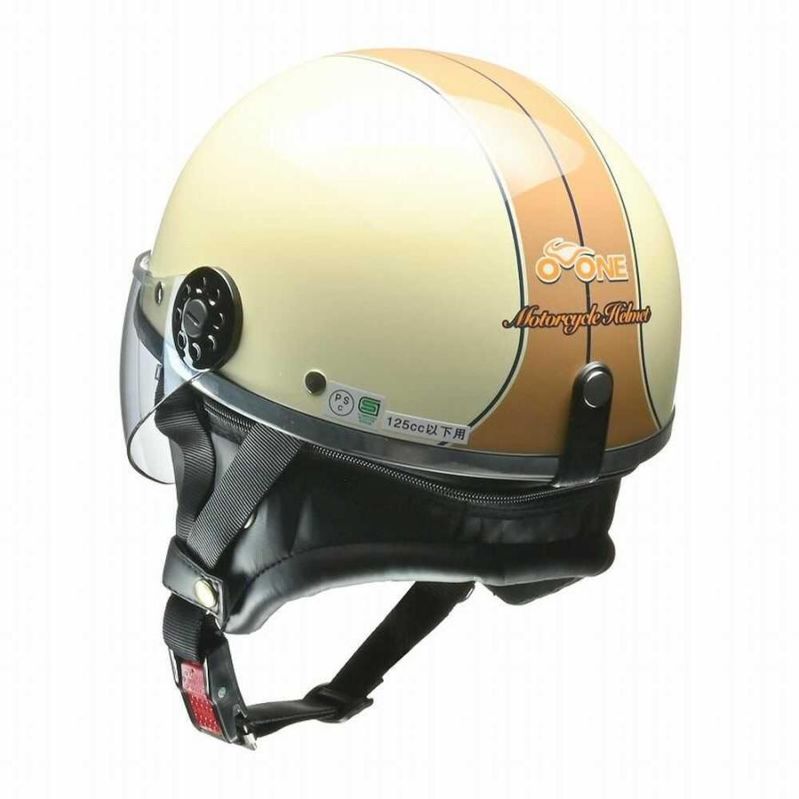 リード工業 O‐ONE シールド付ハーフヘルメット アイボリー×ブラウン