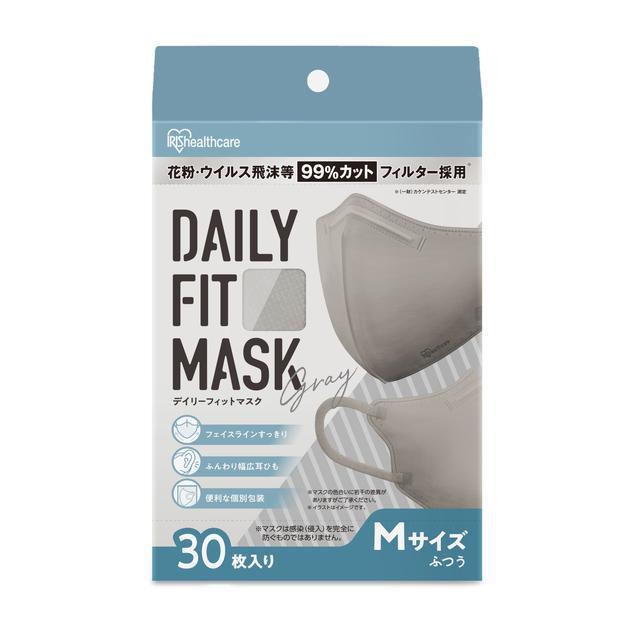 414円 ショッピング アイリスオーヤマ デイリーフィットマスク グレー Mサイズ 個包装 30枚入り