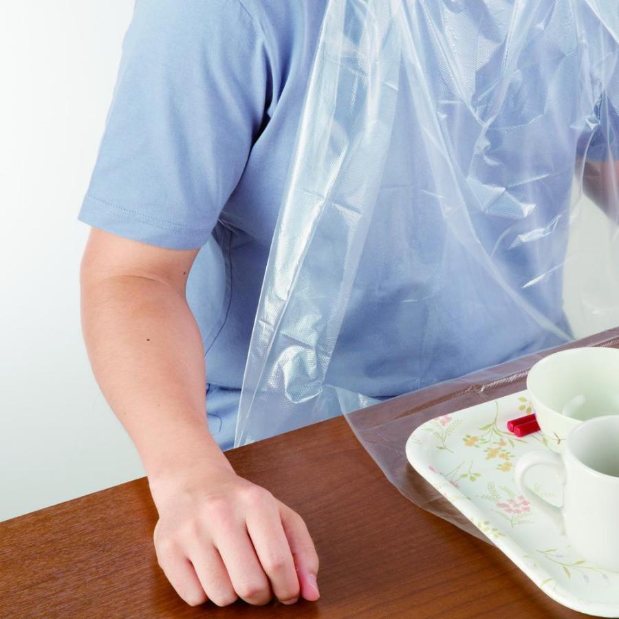 オオサキメディカル 使い捨て食事用エプロン ポケット付 透明60枚