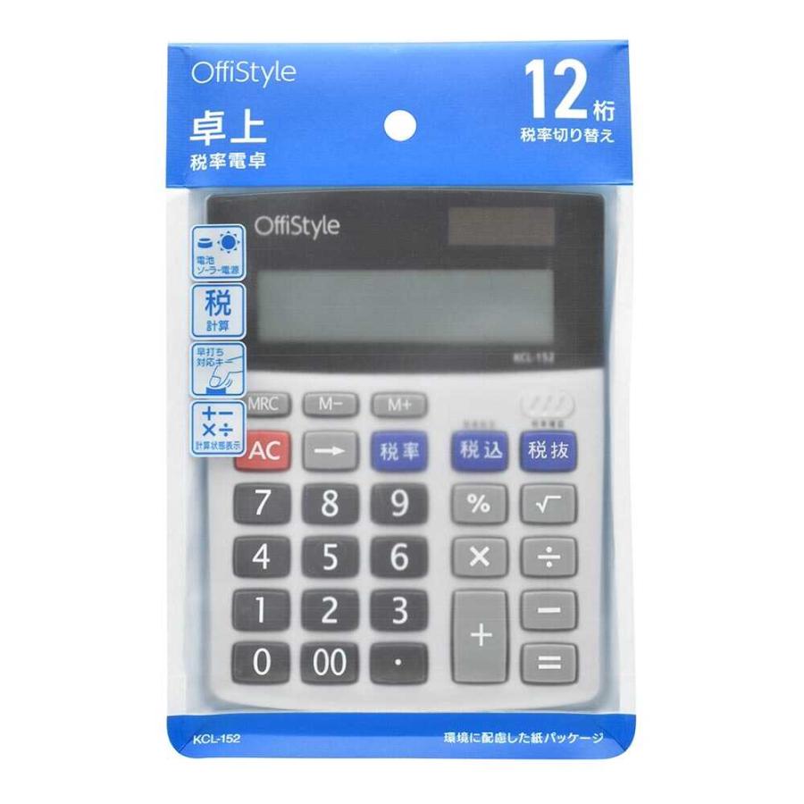 オーム電機 OffiStyle 税率電卓 卓上 12桁 : サンドラッグe-shop
