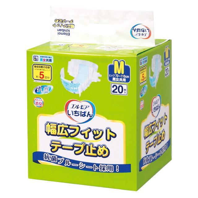 エルモアいちばん 幅広テープ止め Mサイズ 20枚×5袋（100枚）新品・未使用 エルモア いちばん幅広フィットテープ止め M 20枚 : サンドラッグe