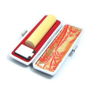 印鑑 実印 柘（つげ） あかね　牛モミ皮印鑑ケース セット はんこ　1５mm