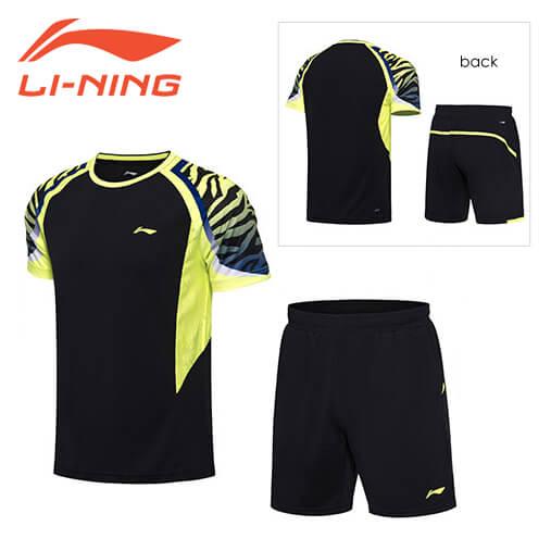 LI-NING 【大特価】LI-NING AATN004 ゲームシャツ+ハーフパンツ 上下