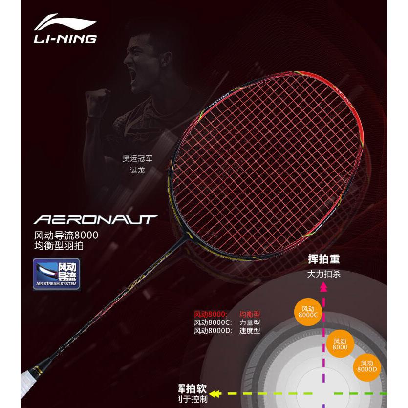 LI-NING AERONAUT 8000(AN8000) 風洞設計 AYPN218-1 バドミントンラケット  リーニン【日本バドミントン協会審査合格品/オススメガット＆ガット張り工賃無料】