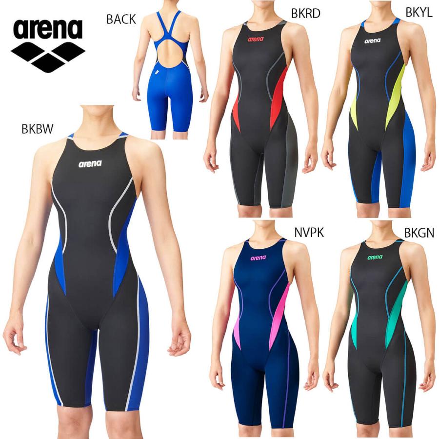 arena 競泳水着 NUXハーフスパッツ グレー オレンジ レッド arena 競泳