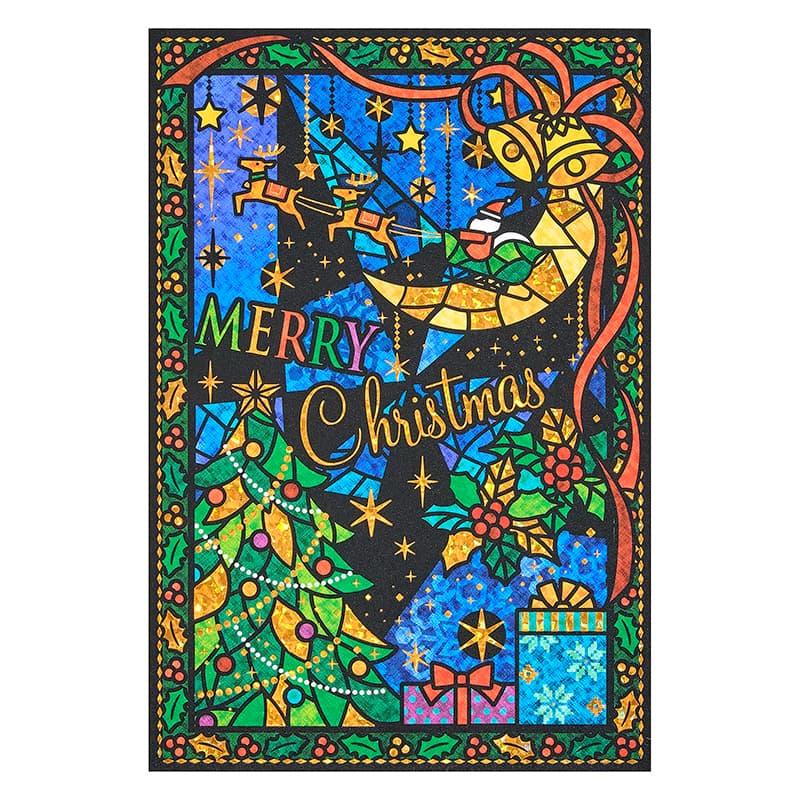 クリスマスカード ポストカード 切り絵風クリスマス風景 JX 2-5 239348