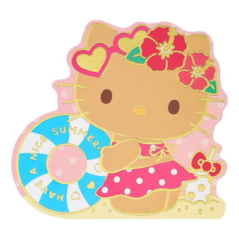 ハローキティー　日焼けキティー　フォトフレーム sanrio（サンリオ） サマーカード そのまま送れる ダイカット ハロー