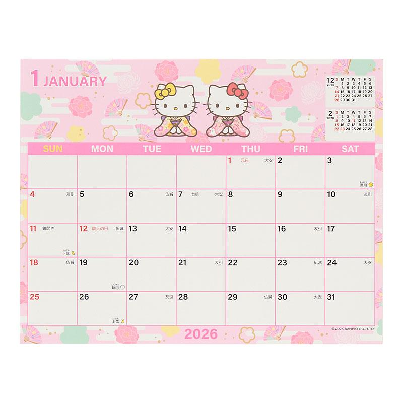 2026年度カレンダー 卓上 ハローキティ シート 622265 サンリオ sanrio
