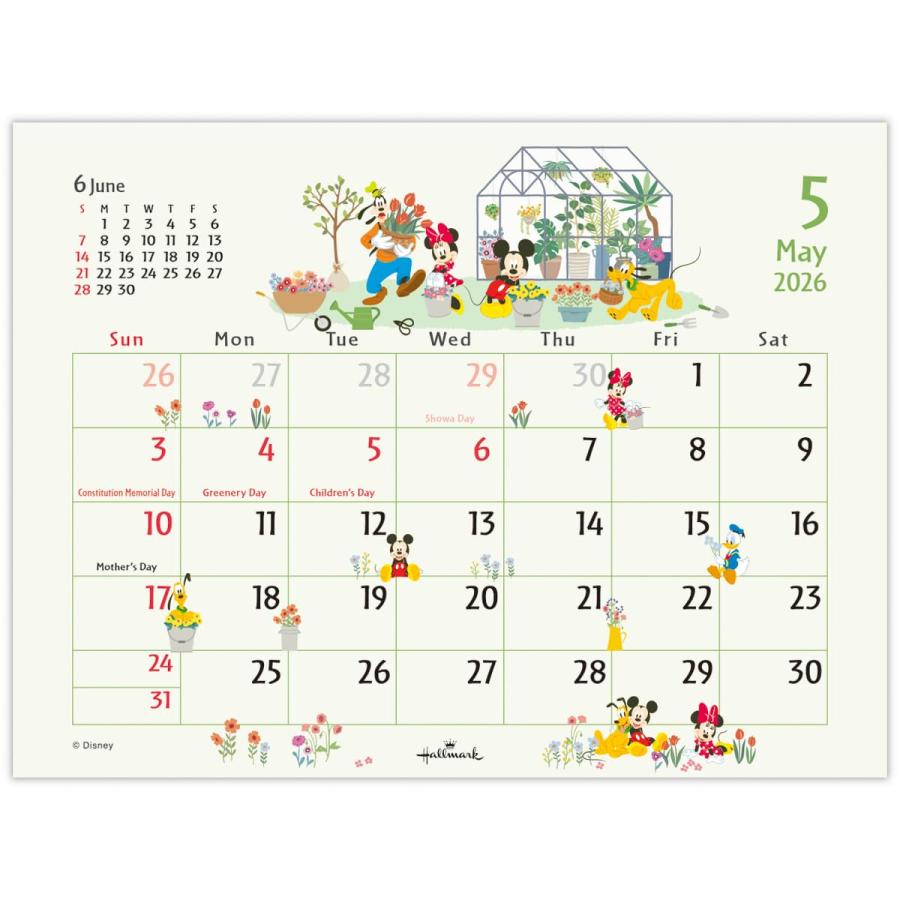 2026年度カレンダー 卓上 ディズニー ミッキー 845476 日本ホール