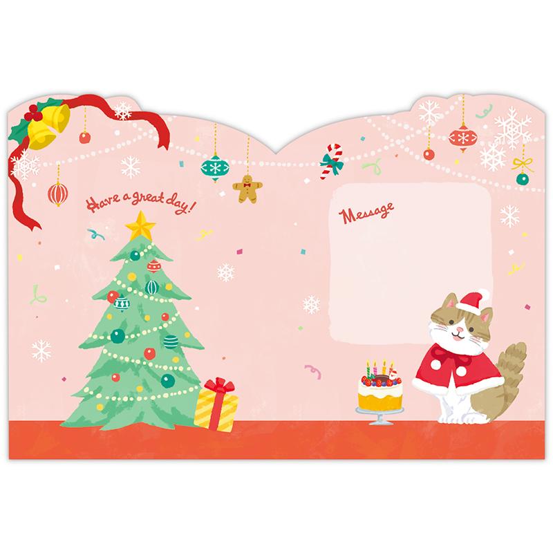 クリスマスカード 音が鳴る 立体♪ウィンターワンダーランド＋猫の