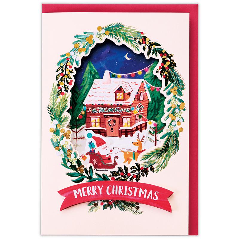 クリスマスカード 音が鳴る 立体♪クリスマスの12日 リースの窓 846343