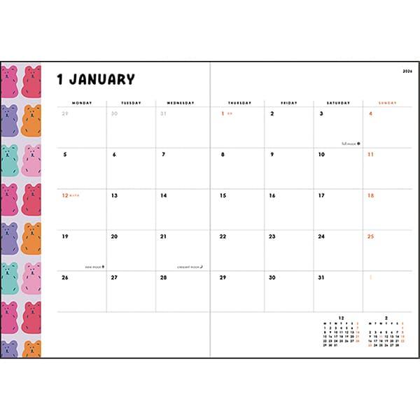 送料無料 2026年度ダイアリー 1月始まり B6ウィークリー シック CD