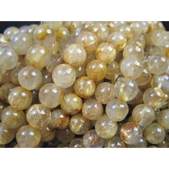 連売り商品 ゴールドルチルクォーツ 品質ＡＡ Φ6-8mm :136-7-6:天然石