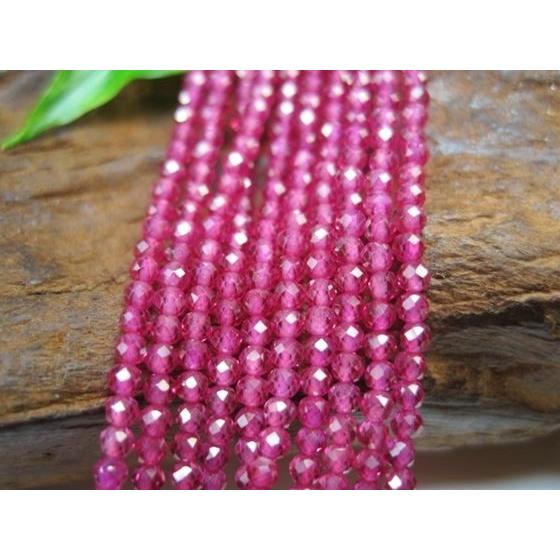 連売り商品 ピンクスピネル 多面カット 品質AAA Φ2±0.2mm 含浸処理