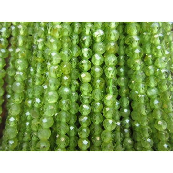 特価 連売り商品 ペリドット 多面カット 品質AAA Φ3±0.2mm : 天然石