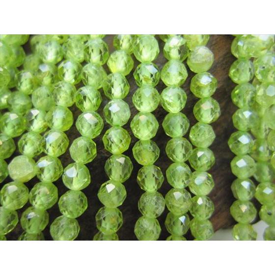 特価 連売り商品 ペリドット 多面カット 品質AAA Φ3±0.2mm : 天然石