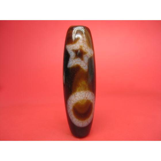 チベット高級紅龍紋天珠 日月星天珠 天然模様入り 一点物 : 天然石のお