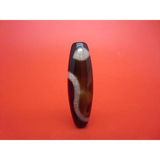 チベット高級龍紋天珠 白蛇天珠 約40×12mm 天然模様入り 一点物