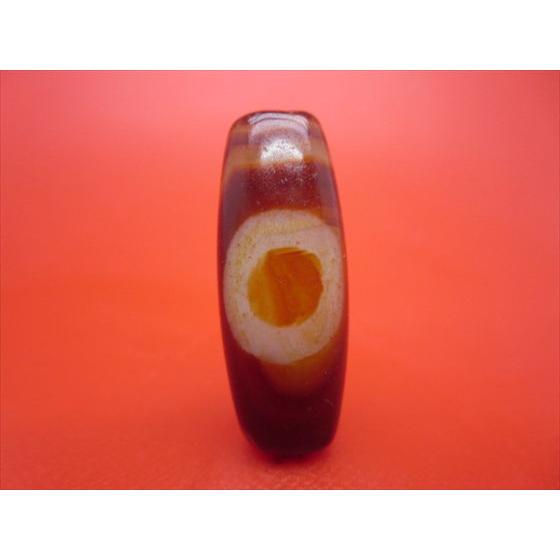 チベット天珠 日月星天珠 約32×12.6mm 天然模様入り 一点物 : 天然石の