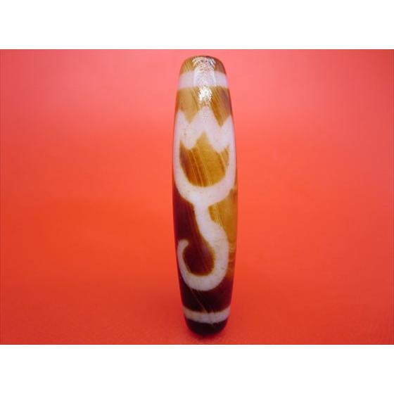 チベット天珠 水蓮花天珠 約52×12.6mm 天然模様入り 一点物 : 天然石の