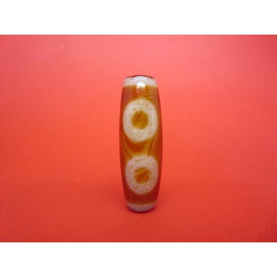 二眼天珠 チベット天珠 二眼毘沙門天天珠 約39×13mm 天然模様入り 一点物