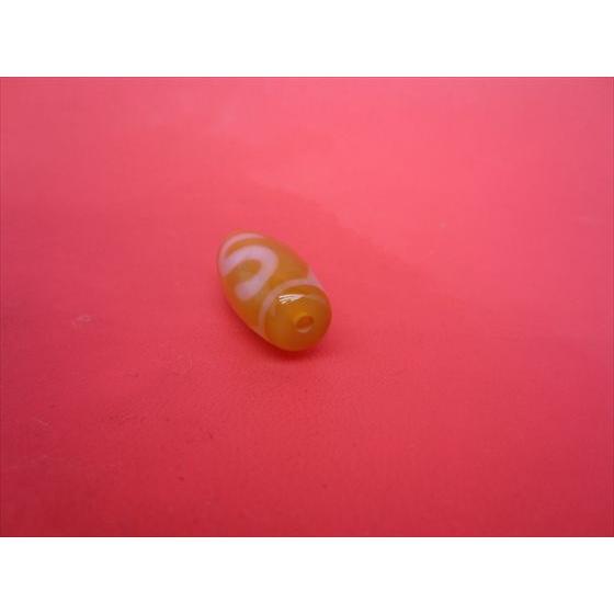 チベット紅玉髄天珠 虎牙金銭鈎天珠 カーネリアン 約30×13mm 一点物