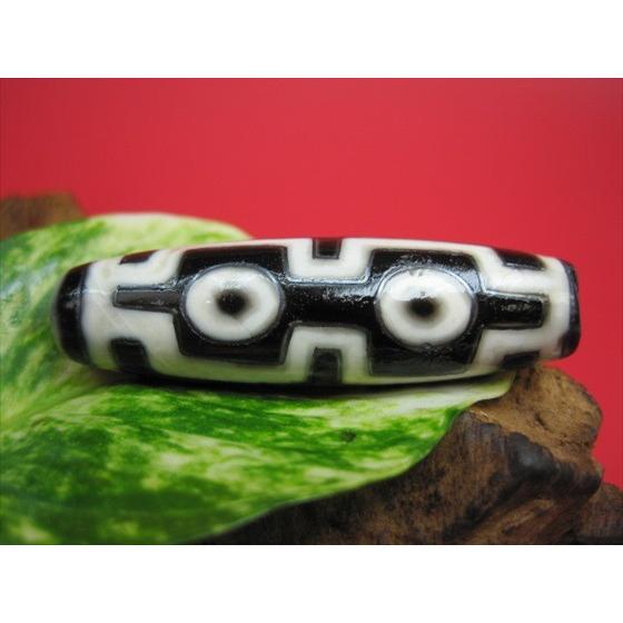 チベット銀線天珠  四眼天珠 油潤加工 馬蹄痕