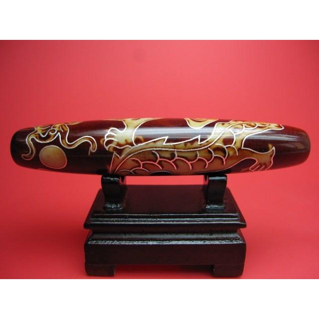 チベット銀線天珠 龍神天珠 ハンドメイド 天然模様入り 木製台座付き