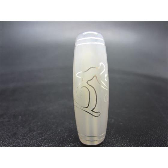 チベット銀線天珠 仏眼虚空蔵菩薩天珠 タラーク 白玉髄 40×13mm 一点物