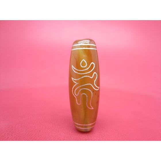 チベット銀線天珠 仏眼不動明王天珠 カーン 紅玉髄 39×14mm 鉱物入り