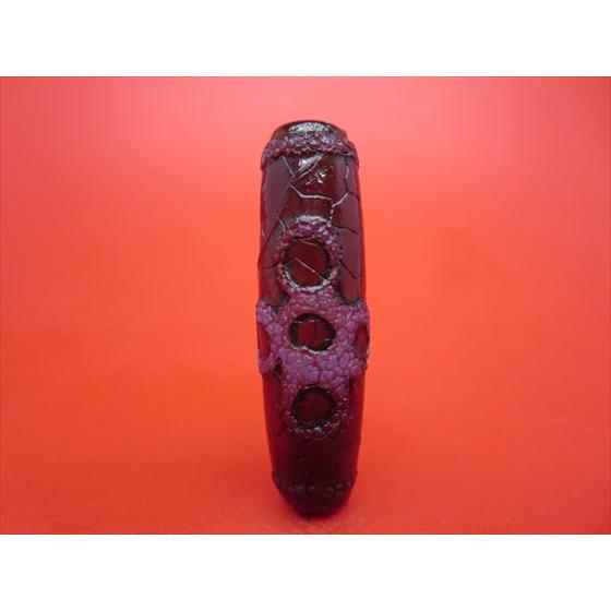 チベット火供天珠 息増懐珠 約30×14mm 天然模様入り 一点物 : hkt0210 