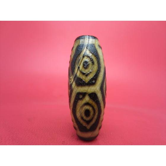 チベット火供天珠 龍眼天珠 約40×15mm 天然模様入り 一点物 : 天然石の