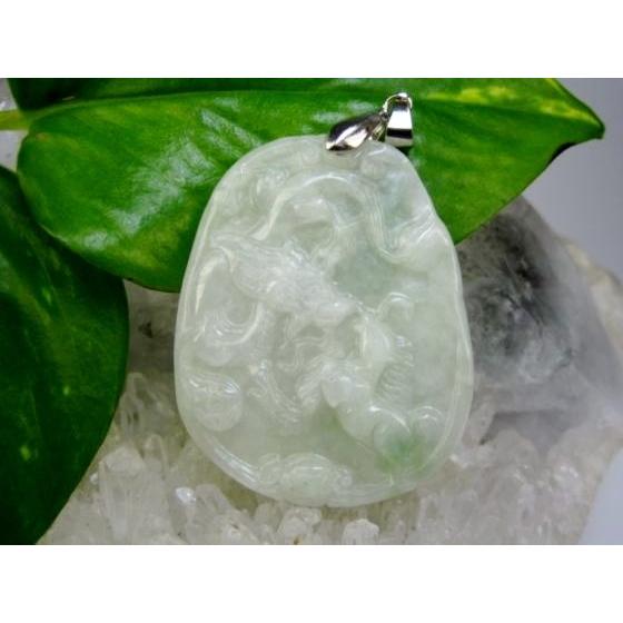 鑑別付 翡翠 硬玉 ジェダイト A 龍神 招財 彫刻 ペンダント 金運 財運 ペンダントトップ：龍神・馬】翡翠(ジェダイト)21g【鑑別書付き