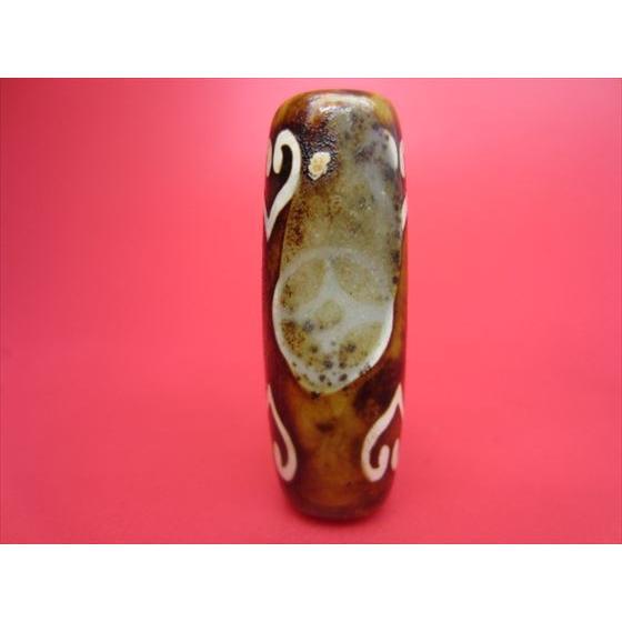 ☆天然石☆ 蔵伝 チベット 五眼天珠 古美術品 古董品 旧家蔵出 稀少珍品 チベット火供天珠 閃電五眼天珠 約40×14mm 一点物 : 天然石のお店Sun