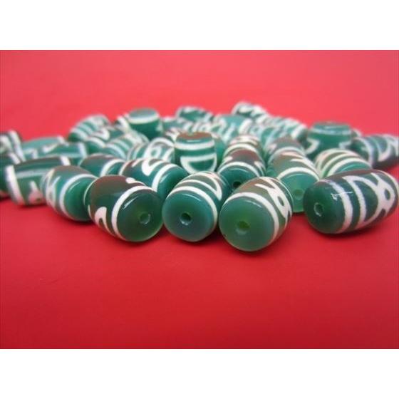 チベット天珠 財神天珠 グリーン 14×10±0.5mm : 天然石のお店Sun