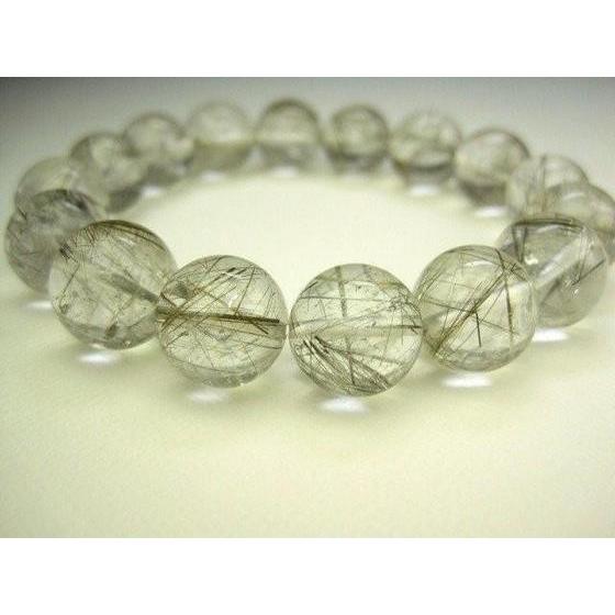 【お手頃品質,価格】プラチナルチルクォーツ　ブレスレット　良質　美品　天然 プレミアムプラチナルチルクォーツ 14.5mm～15mm玉 ブレスレット(型番