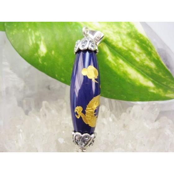 チベット高級至純天珠 龍神天珠 紫縞メノウゴールド ペンダントトップ