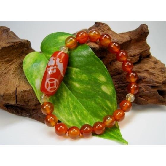 天然石ブレスレット 南紅アゲート三眼天珠一点物