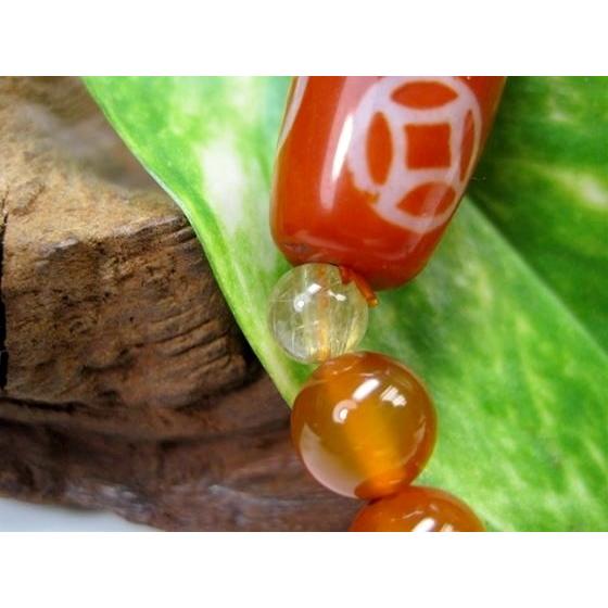 大特価 南紅瑪瑙天珠ブレスレット 蝙蝠天珠＋カーネリアンΦ8±0.2mm＋ 