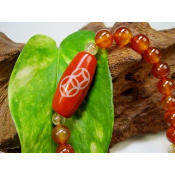 大特価 南紅瑪瑙天珠ブレスレット 蝙蝠天珠＋カーネリアンΦ8±0.2mm＋ 