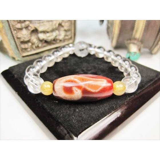 龍紋天珠ブレスレット 如意天珠＋水晶＋ゴールドルチルクォーツ＋  