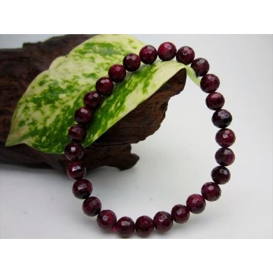 ブレスレット ルビー 128面カット 品質AAA Φ6.8±0.2mm 含侵処理